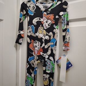 Paw Patrol Kids Footie - Black with Colorful Characters